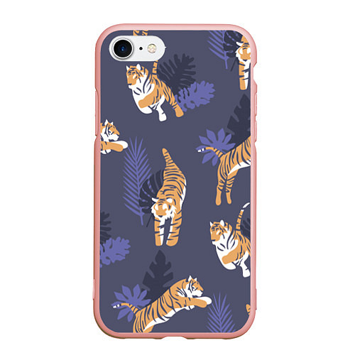 Чехол iPhone 7/8 матовый Тигриный прайд / 3D-Светло-розовый – фото 1