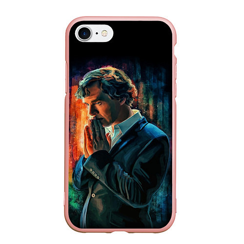 Чехол iPhone 7/8 матовый Sherlock / 3D-Светло-розовый – фото 1