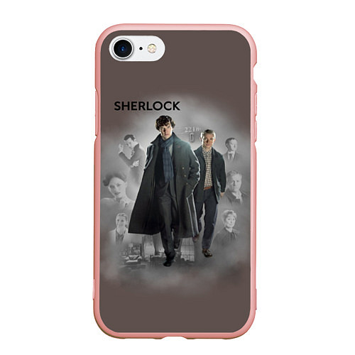 Чехол iPhone 7/8 матовый Sherlock / 3D-Светло-розовый – фото 1