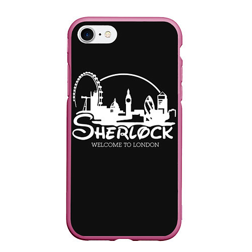 Чехол iPhone 7/8 матовый Sherlock / 3D-Малиновый – фото 1