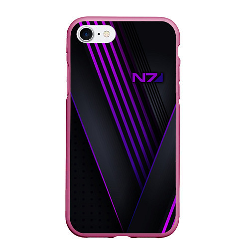 Чехол iPhone 7/8 матовый Mass Effect N7 / 3D-Малиновый – фото 1