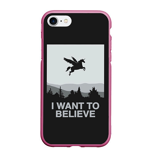 Чехол iPhone 7/8 матовый I want to believe / 3D-Малиновый – фото 1