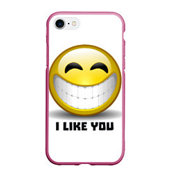 Чехол iPhone 7/8 матовый I like you, цвет: 3D-малиновый