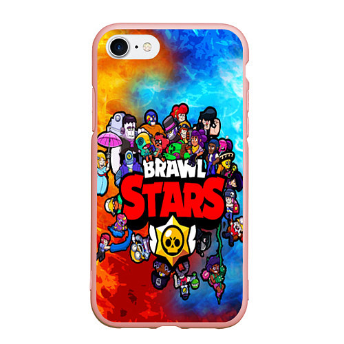 Чехол iPhone 7/8 матовый BrawlStars All heroes / 3D-Светло-розовый – фото 1