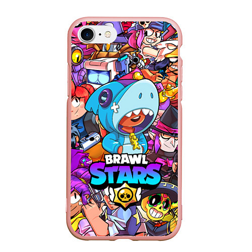 Чехол iPhone 7/8 матовый BRAWL STARS LEON SHARK / 3D-Светло-розовый – фото 1