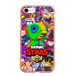 Чехол iPhone 7/8 матовый BRAWL STARS LEON, цвет: 3D-светло-розовый