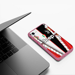 Чехол iPhone 7/8 матовый King Juventus, цвет: 3D-малиновый — фото 2