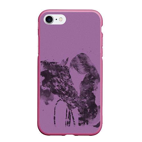 Чехол iPhone 7/8 матовый Девушка с конем / 3D-Малиновый – фото 1