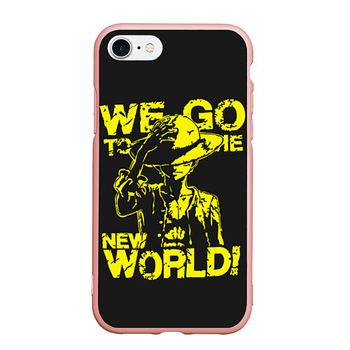 Чехол iPhone 7/8 матовый One Piece We Go World / 3D-Светло-розовый – фото 1