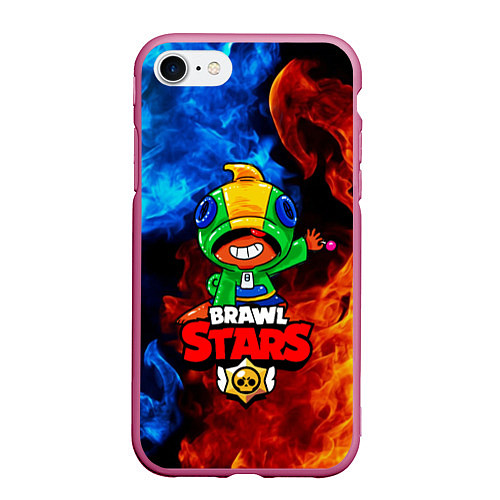 Чехол iPhone 7/8 матовый Brawl Stars LEON / 3D-Малиновый – фото 1