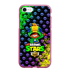 Чехол iPhone 7/8 матовый Brawl Stars LEON, цвет: 3D-малиновый