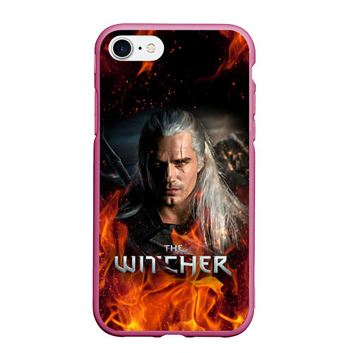 Чехол iPhone 7/8 матовый THE WITCHER / 3D-Малиновый – фото 1