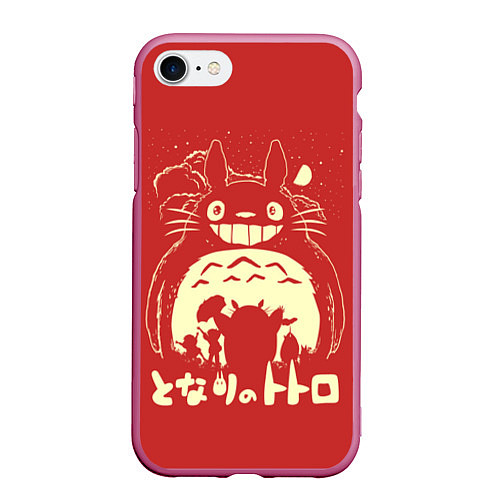 Чехол iPhone 7/8 матовый Totoro / 3D-Малиновый – фото 1