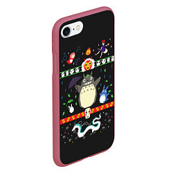 Чехол iPhone 7/8 матовый Totoro, цвет: 3D-малиновый — фото 2