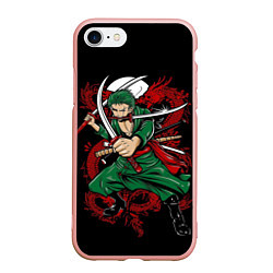 Чехол iPhone 7/8 матовый One Piece, цвет: 3D-светло-розовый