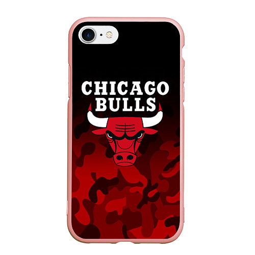 Чехол iPhone 7/8 матовый CHICAGO BULLS / 3D-Светло-розовый – фото 1