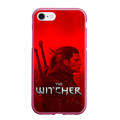 Чехол iPhone 7/8 матовый THE WITCHER / 3D-Малиновый – фото 1