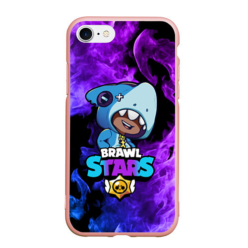 Чехол iPhone 7/8 матовый Brawl Stars LEON SHARK / 3D-Светло-розовый – фото 1