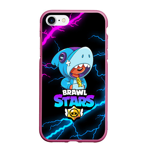 Чехол iPhone 7/8 матовый BRAWL STARS LEON SHARK / 3D-Малиновый – фото 1