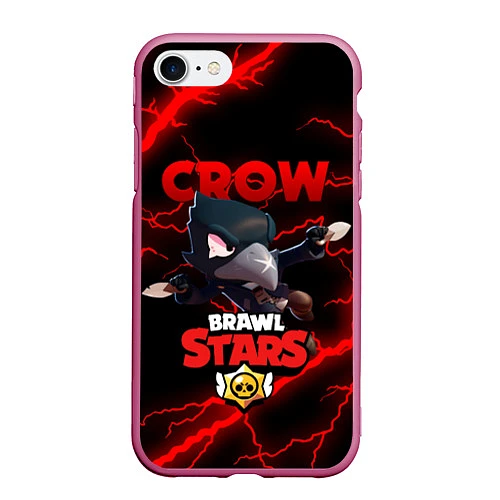 Чехол iPhone 7/8 матовый BRAWL STARS CROW / 3D-Малиновый – фото 1