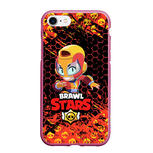 Чехол iPhone 7/8 матовый BRAWL STARS MAX / 3D-Малиновый – фото 1