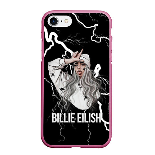 Чехол iPhone 7/8 матовый BILLIE EILISH / 3D-Малиновый – фото 1