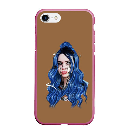 Чехол iPhone 7/8 матовый BILLIE EILISH / 3D-Малиновый – фото 1