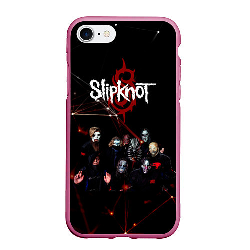 Чехол iPhone 7/8 матовый Slipknot / 3D-Малиновый – фото 1