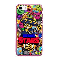 Чехол iPhone 7/8 матовый BRAWL STARS POCO, цвет: 3D-малиновый