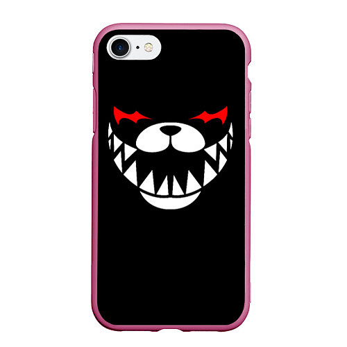 Чехол iPhone 7/8 матовый MONOKUMA BLACK / 3D-Малиновый – фото 1