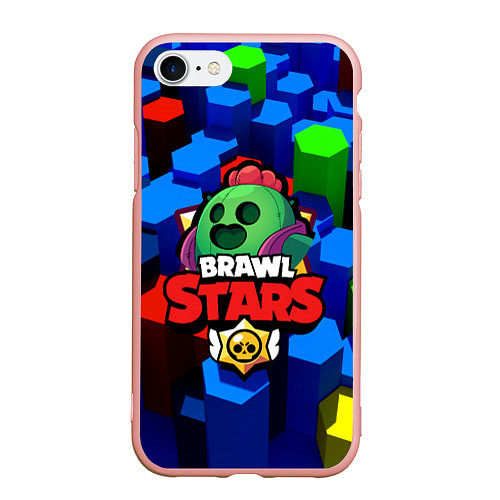 Чехол iPhone 7/8 матовый BRAWL STARS SPIKE / 3D-Светло-розовый – фото 1