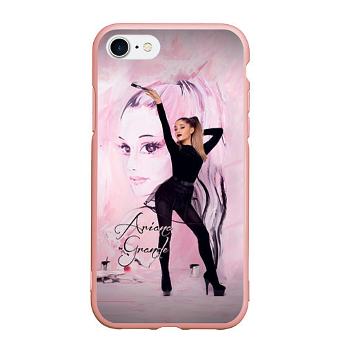 Чехол iPhone 7/8 матовый Ariana Grande / 3D-Светло-розовый – фото 1