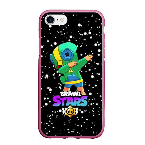 Чехол iPhone 7/8 матовый Brawl Stars Leon, Dab / 3D-Малиновый – фото 1