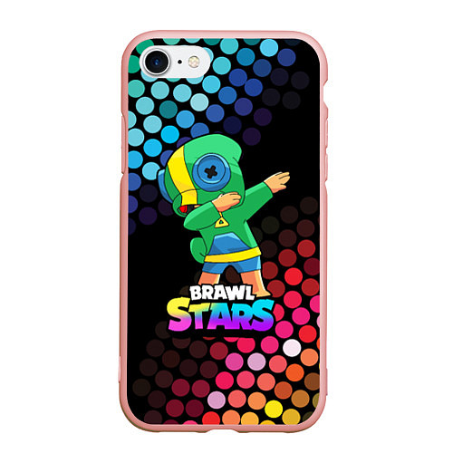 Чехол iPhone 7/8 матовый Brawl Stars Leon, Dab / 3D-Светло-розовый – фото 1