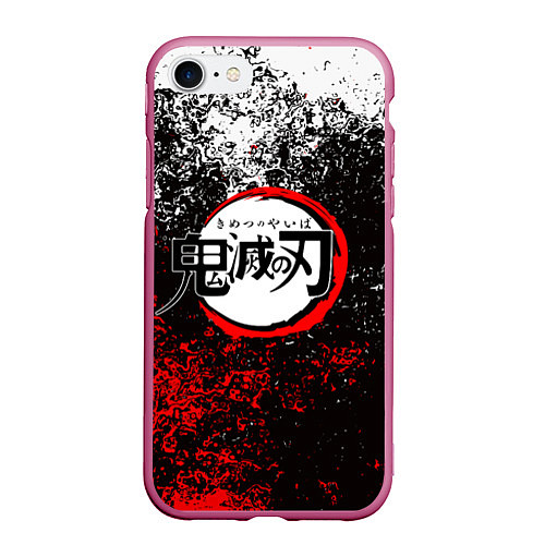 Чехол iPhone 7/8 матовый KIMETSU NO YAIBA / 3D-Малиновый – фото 1