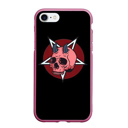 Чехол iPhone 7/8 матовый Devil / 3D-Малиновый – фото 1