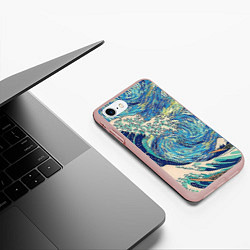 Чехол iPhone 7/8 матовый Звездная ночь, цвет: 3D-светло-розовый — фото 2