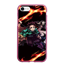 Чехол iPhone 7/8 матовый KIMETSU NO YAIBA, цвет: 3D-малиновый