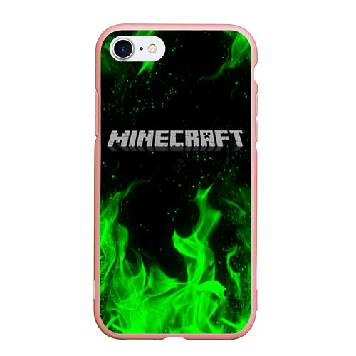 Чехол iPhone 7/8 матовый MINECRAFT / 3D-Светло-розовый – фото 1