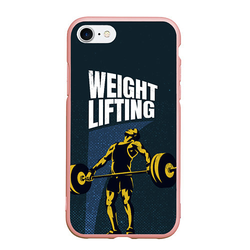 Чехол iPhone 7/8 матовый Wheight lifting / 3D-Светло-розовый – фото 1