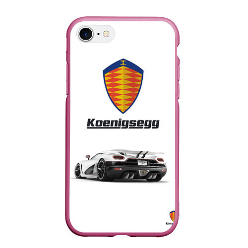 Чехол iPhone 7/8 матовый Koenigsegg / 3D-Малиновый – фото 1