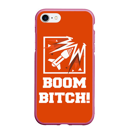 Чехол iPhone 7/8 матовый Boom Bitch! / 3D-Малиновый – фото 1