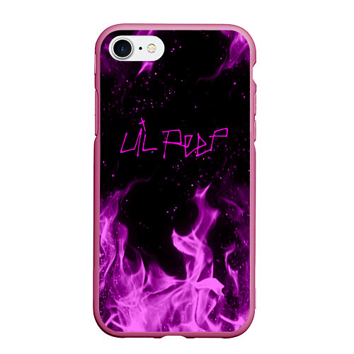 Чехол iPhone 7/8 матовый LIL PEEP FIRE / 3D-Малиновый – фото 1