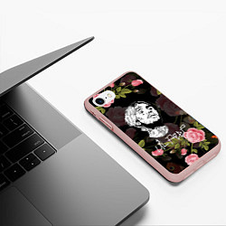 Чехол iPhone 7/8 матовый LIL PEEP ROSES, цвет: 3D-светло-розовый — фото 2