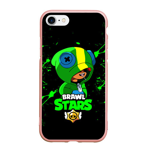 Чехол iPhone 7/8 матовый Brawl Stars LEON / 3D-Светло-розовый – фото 1