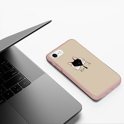 Чехол iPhone 7/8 матовый Милая кошечка, цвет: 3D-светло-розовый — фото 2