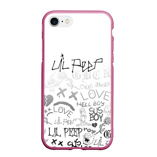 Чехол iPhone 7/8 матовый LIL PEEP / 3D-Малиновый – фото 1