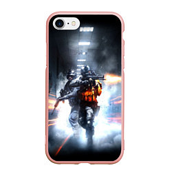 Чехол iPhone 7/8 матовый Battlefield, цвет: 3D-светло-розовый