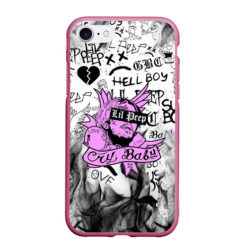 Чехол iPhone 7/8 матовый LIL PEEP / 3D-Малиновый – фото 1