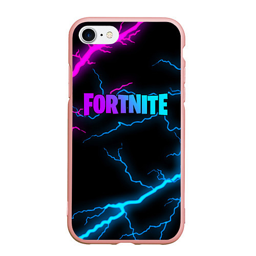 Чехол iPhone 7/8 матовый FORTNITE / 3D-Светло-розовый – фото 1